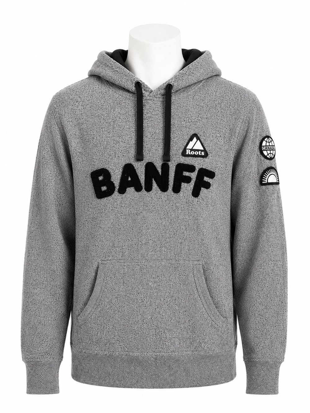 Size XL Roots Men’s Banff Pullover Hoodie Gray Canada Graphic Sweater